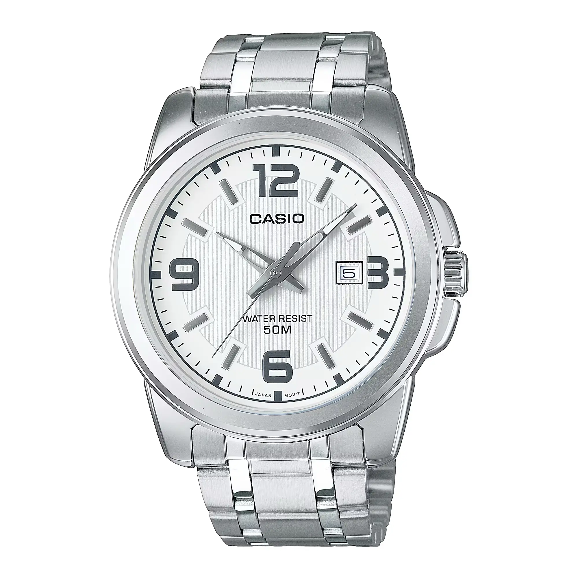 Casio Men’s White Dial Stainless Steel Bracelet Watch - MTP-1314D-7AV