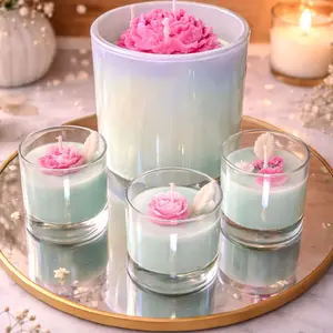 Cranberry Woods Bloom Candle 30oz Luxury Floral Candle with Decor Ornaments for Home Decor 2 pcs