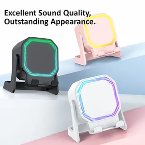 Wireless Induction Audio Speaker Stand - 5-in-1 360° Adjustable Phone/Tablet Holder with 1500mAh Built-in Battery, Colorful Ambient Light - Gift for Men