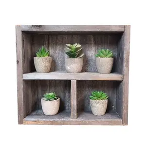 Reclaimed Wood Shelf Square – Rustic Weathered Wood – Made in The USA Decor Set Decorative Shelves Wooden Box