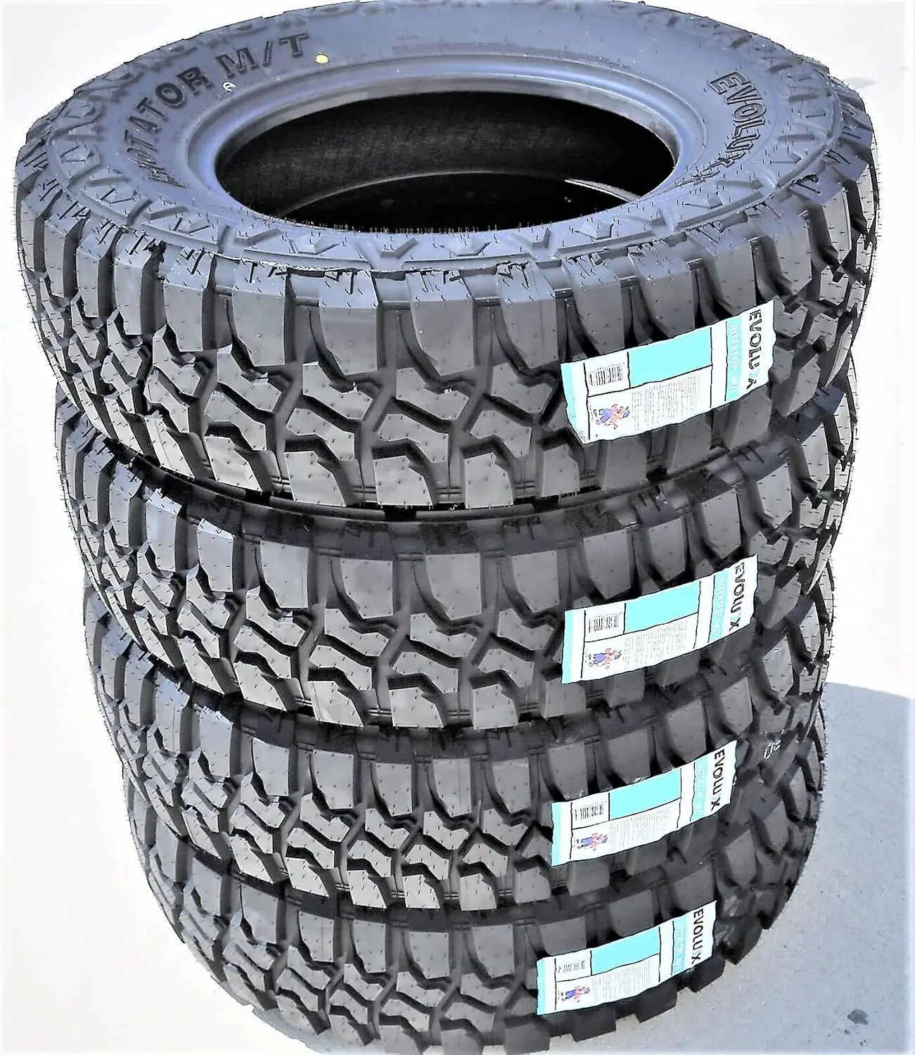 QWTRDF4 x Evoluxx Rotator M/T LT35X12.50R17 121Q Mud Terrain E (10 Ply) Tires | Light Truck Mud Terrain All Season Traction 121Q Rated E (10 Ply) Radial Construction Black Sidewall Tires