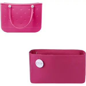 Rubber Beach Bag Organizer Compatible with Bogg Bag X Large Open Tote Bag,Divider Pouch for BOGG BAG Accessories Purse Organizer Insert (Rosy, Small) Holder Travel