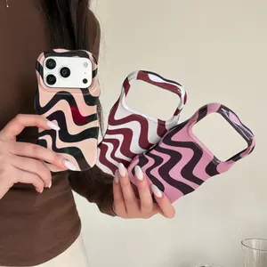 New Fashionable Color-Contrast Wave Pattern Phone Case for iPhone 13 14 15 16 17 Pro Max Air Full-Coverage Anti-Drop Soft Cover