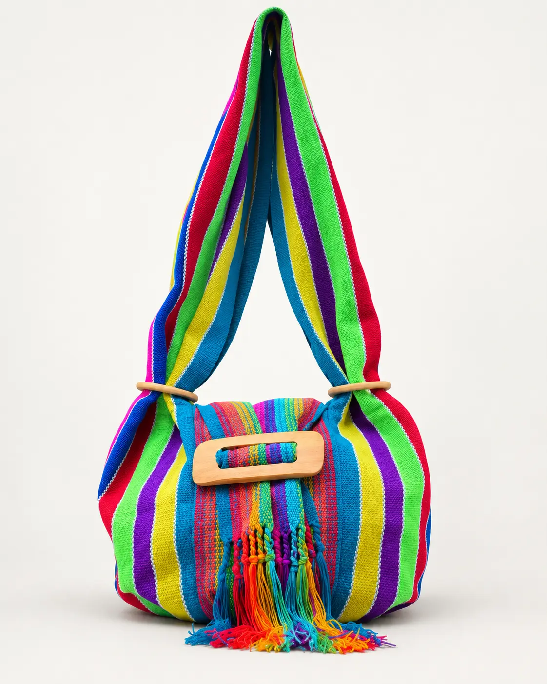 Women’s Handwoven Cotton Crossbody Bag, Colorful Colombian Boho Shoulder Bag