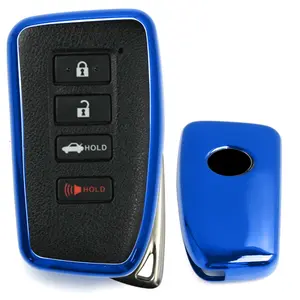 iJDMTOY Chrome Finish Blue TPU Key Fob Protective Cover Case For Lexus is ES GS RC NX RX LX 200 250 350 Remote Key