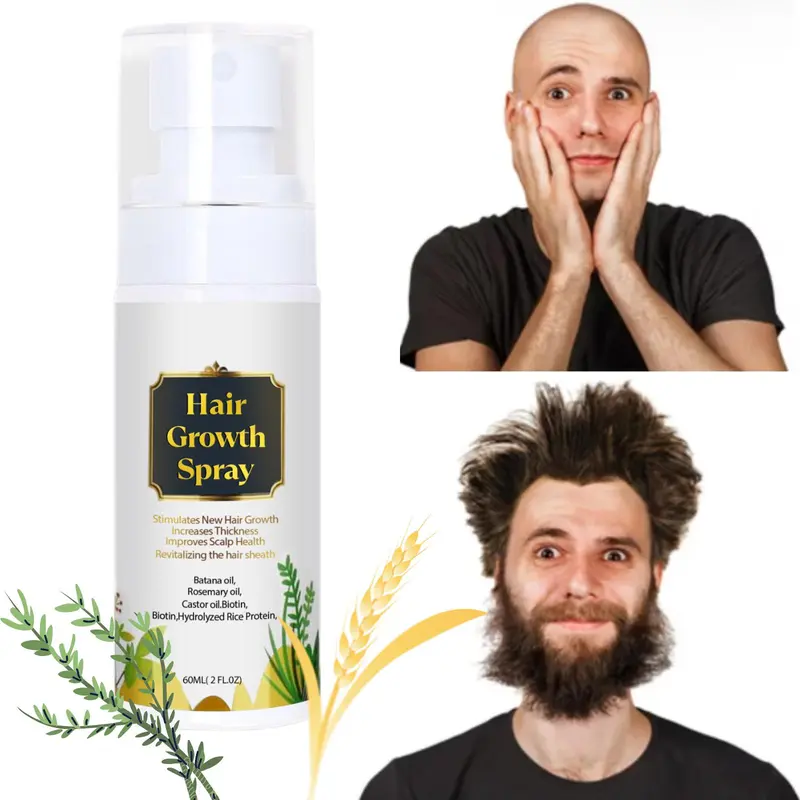 Hair Growth Serum for Men and Women – Extra Strength Scalp Stimulating Hair Regrowth Spray with Castor Oil, Rosemary Oil, Biotin, Rice Water & Batana – Natural Formula for Thicker, Fuller Hair, Reduces Wrinkles & Fine Lines – 2 FL OZ