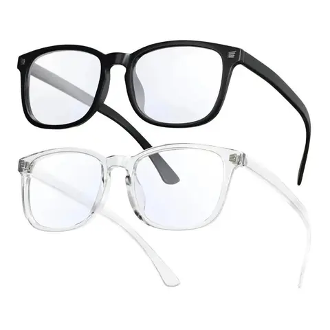 Blue Light Blocking Glasses (1/2 Pack) - Sturdy, HD, Bendable Fitover Non-Prescription Eyeglasses for Female & Family, Anti-Eyestrain, UV Protective, Trendy Casual, Gaming & Reading, with Dual-Head Screwdriver