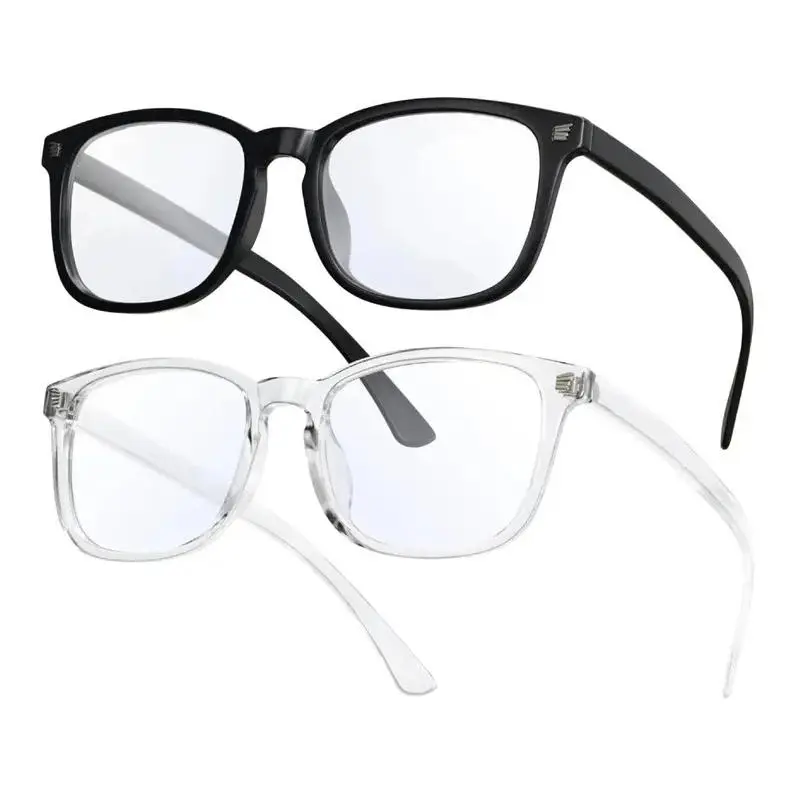 Blue Light Blocking Glasses (1/2 Pack) - HD, Bendable, Fitover, Over-Eyeglass Non-Prescription Glasses, Anti-Eyestrain, UV Protection, Fashion Sports Eyewear for Men and Women, Blue Light Glasses