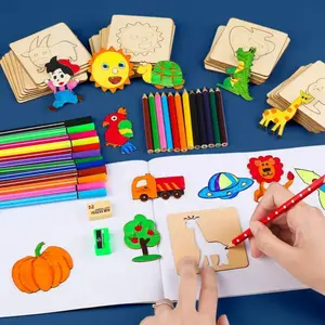 10pcs Montessori Drawing Toys, Wooden DIY Painting Templates, Educational Learning Toys, Gift for Kids