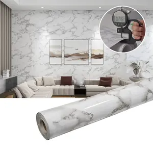 1 Roll Peel and Stick Glossy Marble Pattern Wallpaper, Waterproof and Oil-Resistant Self-Adhesive Decoration for Kitchen and Bathroom, Easy to Install DIY Home Upgrade