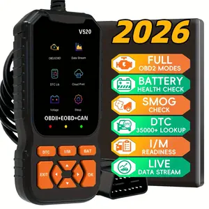 OBD2 automotive diagnostic scanner in 10 languages - read vehicle fault codes, clear fault codes, 35,901 fault code library, real-time data stream, oxygen sensor detection, battery voltage reading, 6/8 mode detection