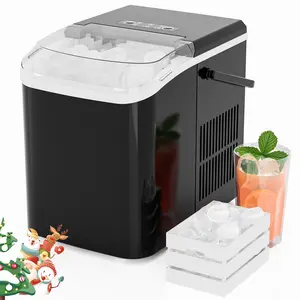 Portable Ice Maker, Self-Cleaning Countertop Ice Maker with Handle and Scoop 9 Blocks/6 Minutes 26.5Lbs/24H