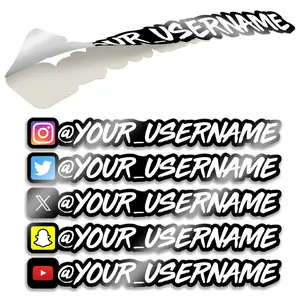 VulgrCo Custom Social Media Stickers for Cars, Water Bottles, Laptops, and More - Personalized Username on Durable Glossy Vinyl - Choose a Logo, Text Color, and Font