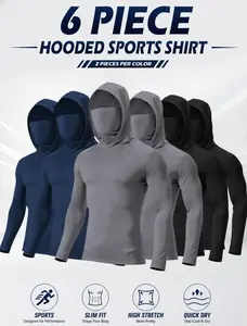 [6pcs]  new Men's Quick-Dry Sports Hoodies Face Mask Breathable Sun Protection for Gym,outdoor, Running & Casual Attire Activewear graphic tees