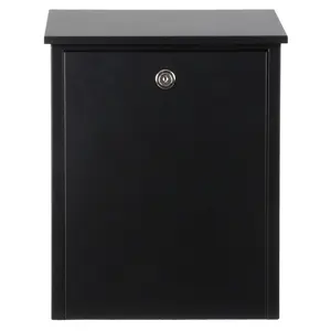 212 MAIN QualArc Allux 200 Galvanized Steel Wall-Mounted Locking Mailbox, Black, Durable