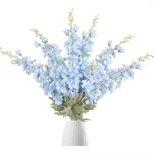 Set of 6 Artificial Delphinium Flowers, Larkspur Fake Floral Arrangement, 85cm Long Decorative Plant for Home & Garden