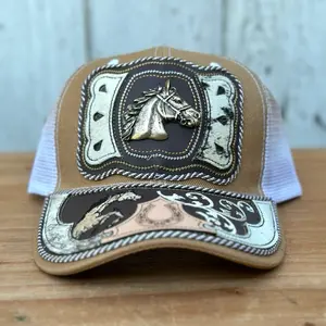 “Caballo Mojave” Beige and White Western Style Cap with Horse for Men | Made in Mexico