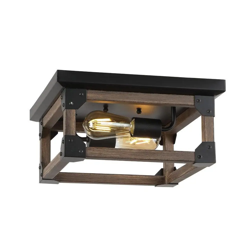 JONATHAN Y Cheshire Iron Rustic Farmhouse Dimmable LED Flush Mount Ceiling Light - Home Decor, LED Bulb-Equipped Flush Light for Indoor Use in Living Room, Bedroom