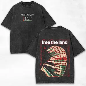 Palestine Solidarity x Rebel Streetwear + Washed Oversized Tee + Retro Protest Graphic + Trending TikTok Drop