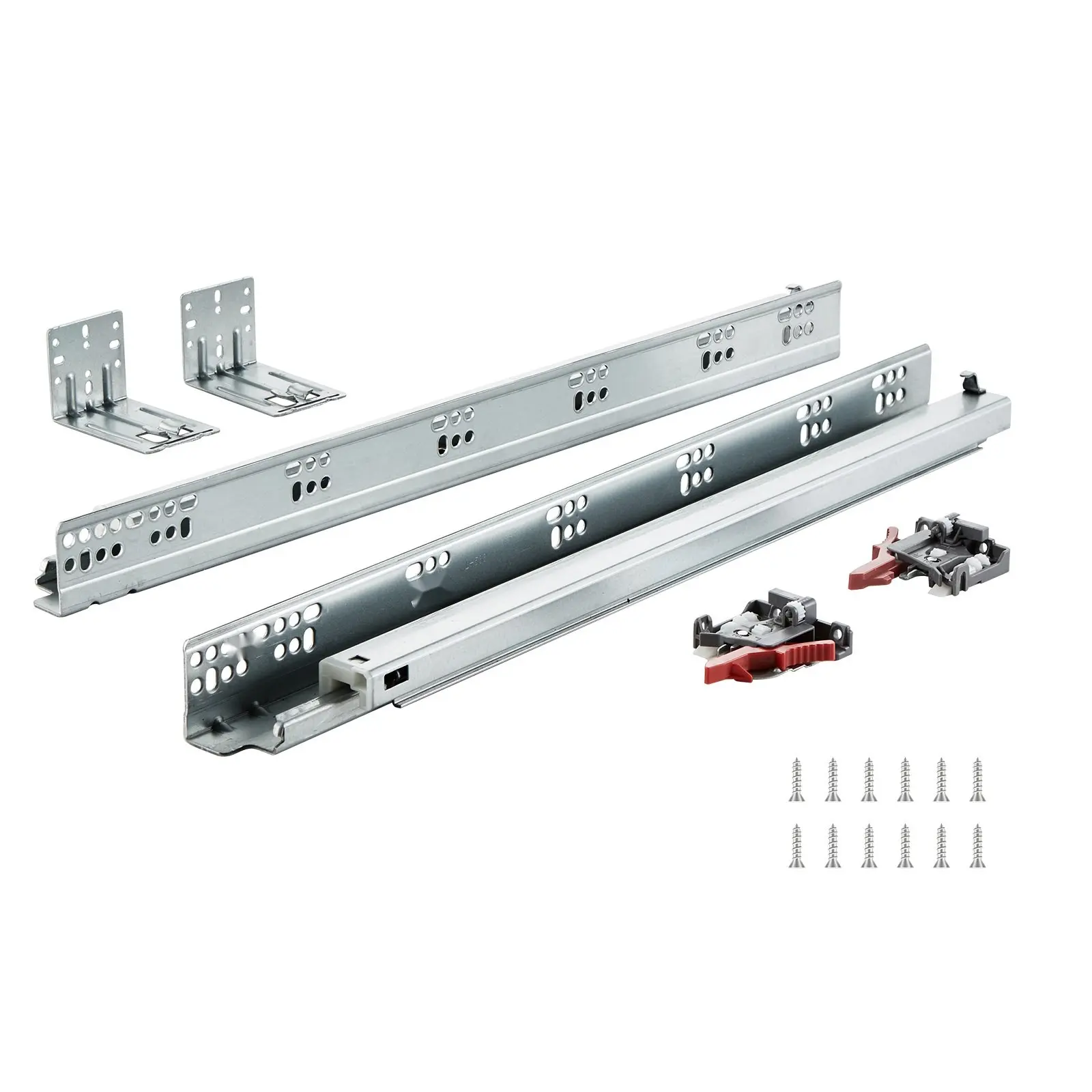 10 Pairs Of 21-Inch Drawer Bottom Side Mount Rails With Full Extension Ball Bearing Guides, Soft-Close Noiseless Drawer Runners For Cabinets And Kitchens, Locking Mechanism, 100 Lb Capacity