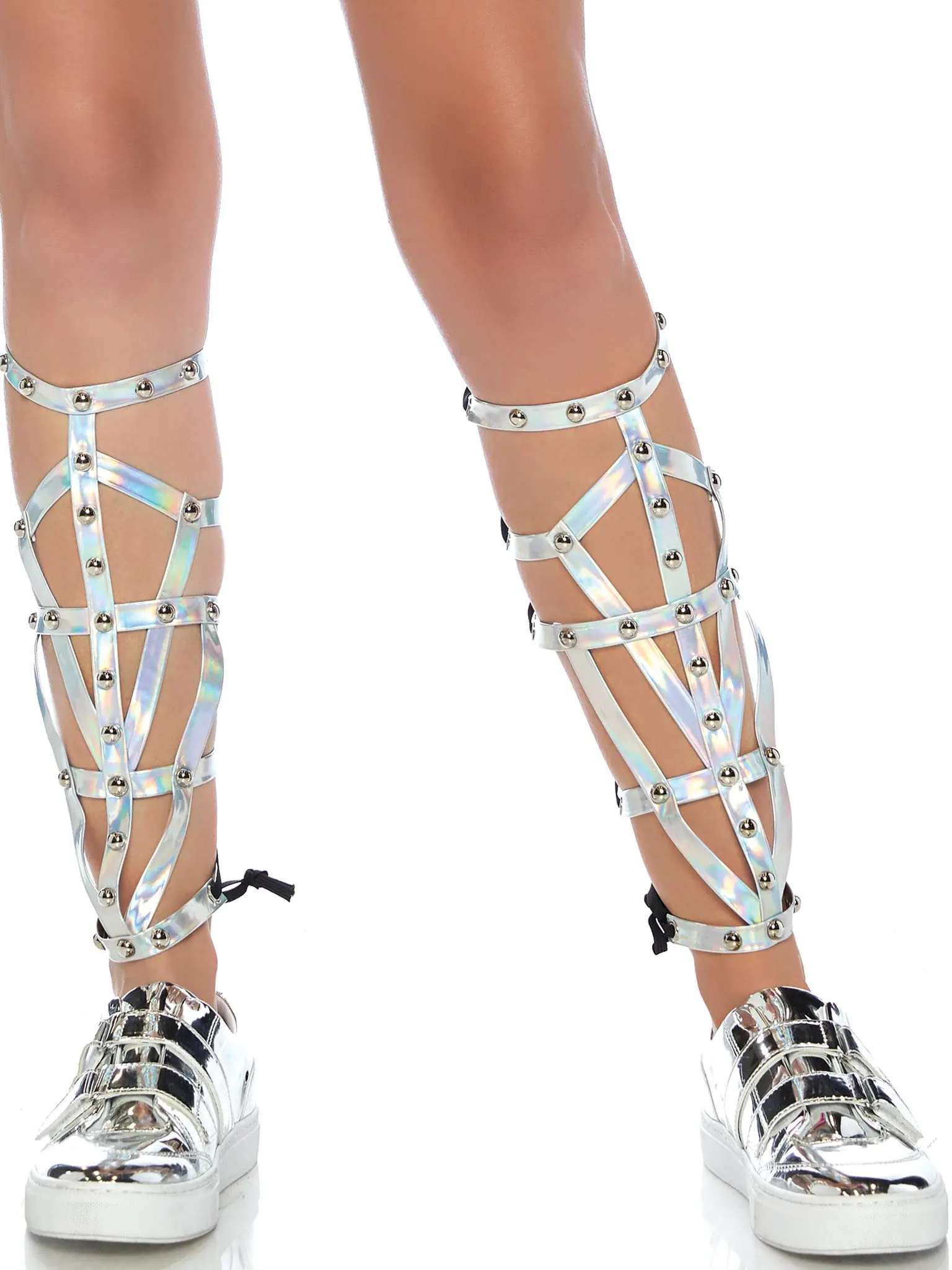 Football Iridescent Studded Shin Guards, Light Spandex Sports Accessories with Lace Strap