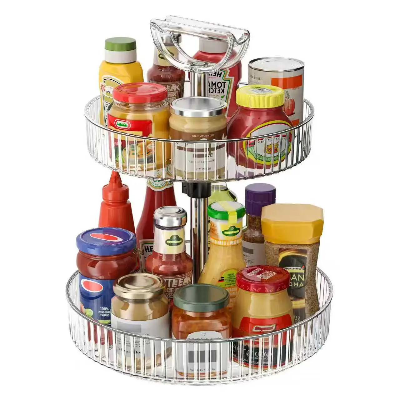 2-Tier 360° Rotating Turntable Organizer Rack with Handles Height Adjustable, Spice Rack Holder Organizer for Cabinet, Pantry Organizers Bathroom Countertop Storage,Medicine Bottle Organizer,Rotary Turntable Organizer for Vitamin Bottle Pill Bottles