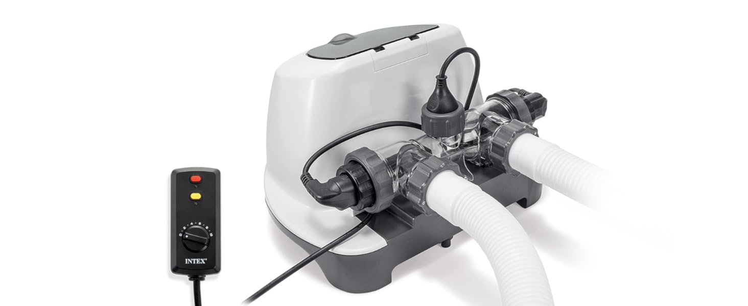 Intex Krystal Clear Saltwater Pool Chlorine System for Above Ground Pools up to 15,000 Gallons, Pool Cleaner with Automatic Timer and Self Cleaning