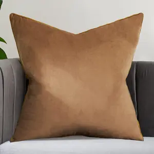 24 x 24 Inches Brown Solid Cushion Case Luxury Modern Square Throw Pillow Cover Decorative Pillow for Couch Living Room Bedroom  60 x 60cm
