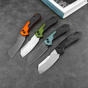Folding Cleaver Knife 2.95" CPM154 Black Blade Aluminum + Carbon Fiber Handle EDC
