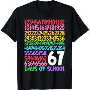 67th Day Of School Teacher 67 Math Number Six Seven T-Shirt Comfy Everyday T-Shirt