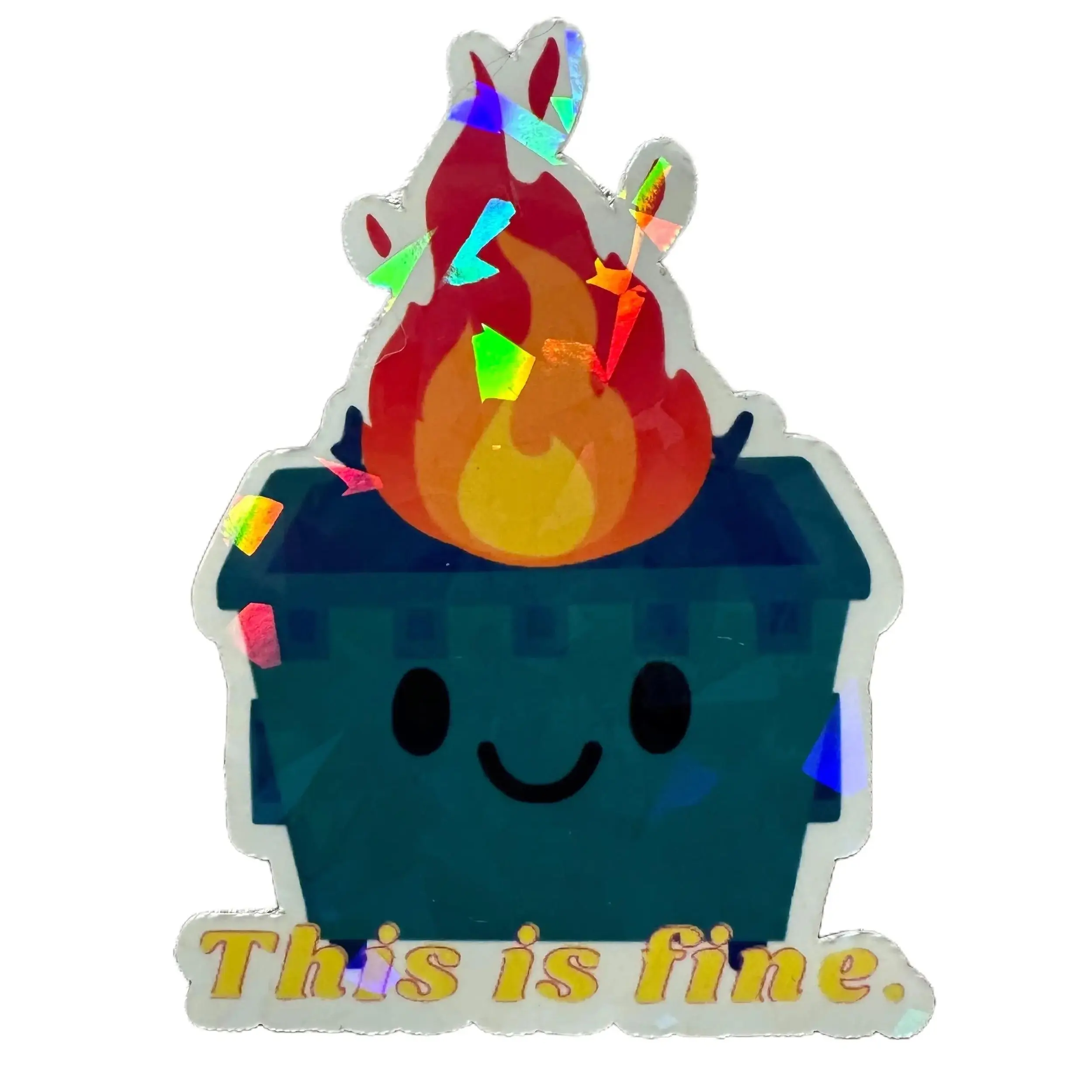 Holographic Dumpster Fire Sticker | Waterproof Fun Sticker