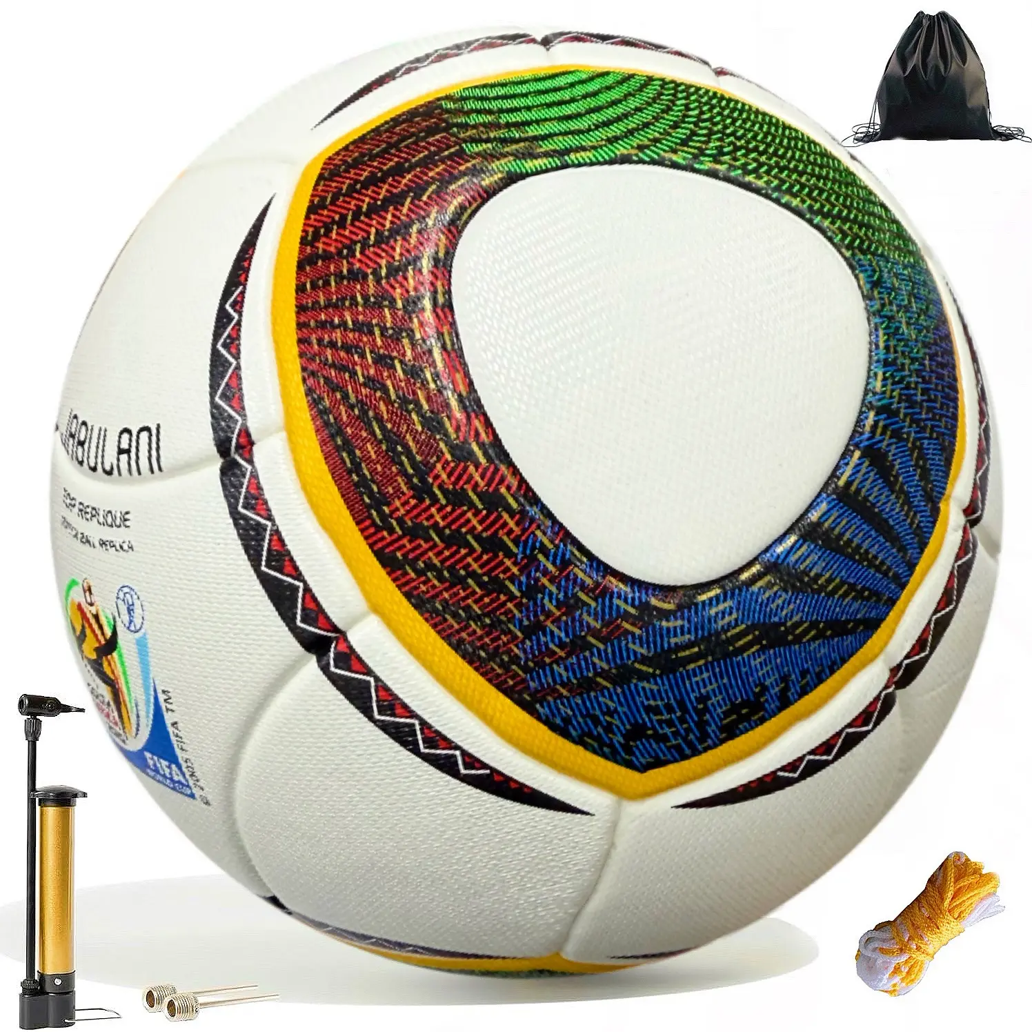 Official Size 5 Leather Soccer Ball, Durable Soft PU Football for Youth & Adult Competitions, Includes Net Bag & Pump Accessories, Football Training Equipment