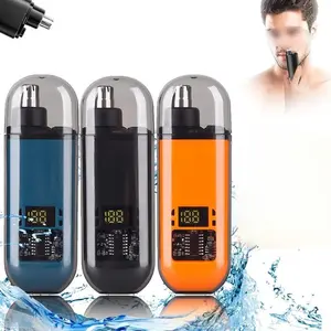 Nose Hair Trimmer for Men Women, Rechargeable Trimmer, Painless Eyebrow Facial Hair Shaver, LED Display Nose Clipper, Waterproof Dual Edge Blades Clipper for Easy Cleaning