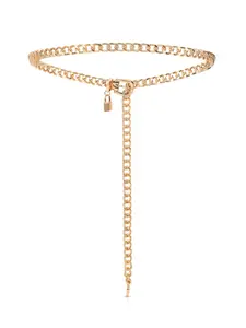 Ettika Lucky Link Waist Chain Belt 750/18K Steel Chain Gold Tone Plating 40 Inches Buckle Closure for Casual & Formal Settings Versatile Fit Easy Wear