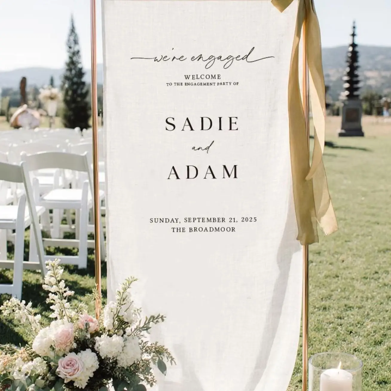 Custom Engagement Party Sign, Minimalist Welcome Sign, Editable Welcome to Our Engagement Poster, Elegant She Said Yes Celebration Banner