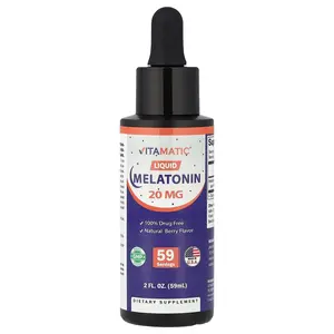 Vitamatic Liquid Melatonin, Natural Berry, 20 mg, 2 fl oz (59 ml)