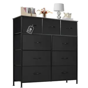 9-Drawer Dresser, Storage Unit Organizer Chest for Clothes, Tall Dresser & Chest for Bedroom, Hallway, Living Room, Dorm - Steel Frame, Wood Top Does not apply