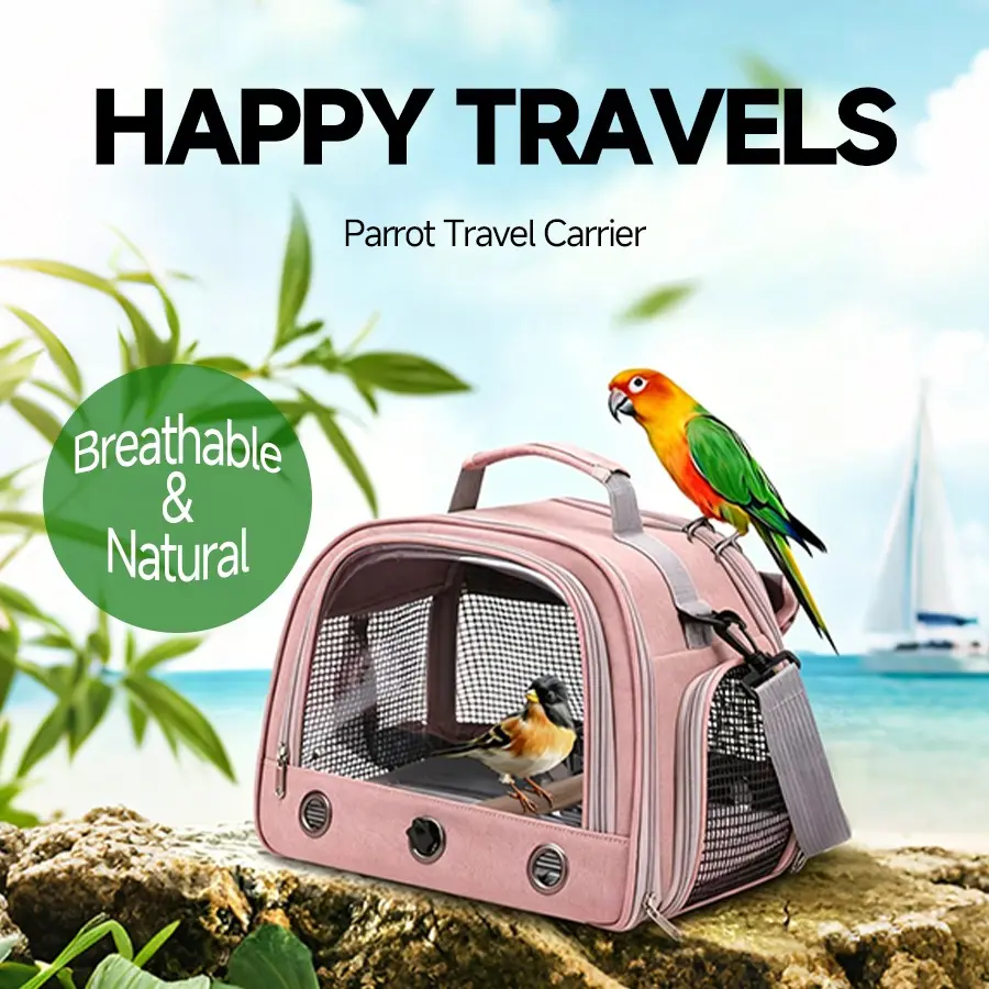 Portable Bird Cage Bag, Breathable Single Shoulder Pet Carrier, Multi-Pocket Parrot Backpack, Lightweight & Convenient Design