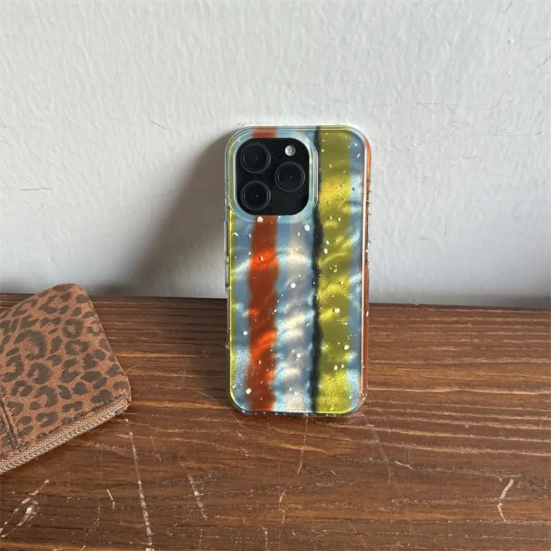 IPhone 13/14/16/17 Pro Max Case Cover | Contrast Green Stripe | Large Hole Double Layer | Best Friend Gift | Suitable for iPhone 11 12 13 14 15 16 17 Pro Max