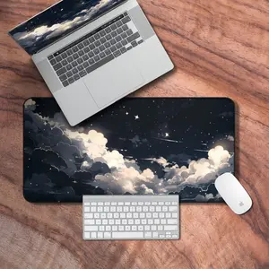 Desk Mat Anime, Night Sky Mouse Pad, Black Gaming Desk Mat, Extended Desk Mat XL, Cloud Themed Laptop Mat, Cute Desk Accessories, Desk Mat Gifts