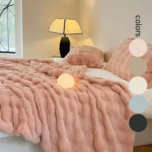 Solid Color Faux Rabbit Fur Blanket, Soft Fluffy Blanket, 1 Count Soft Comfy Skin-friendly Warm Throw Blanket, Bedding Supplies for Home Bedroom Living Room Dormitory, Comfortable Plush Blankets