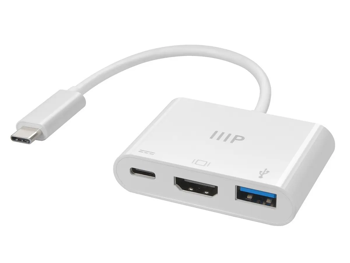 Monoprice 43788 3 In 1 USB-C To 4K HDMI Multiport Adapter