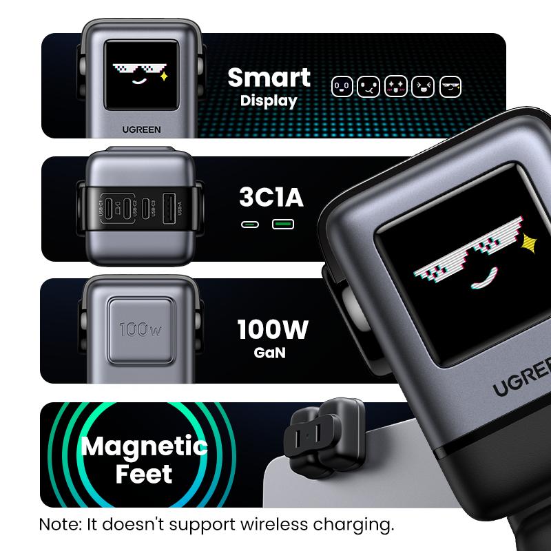 UGREEN Uno 100W/65W/30W/USB C Charger 3/4-Port Robot GaN Fast Charger PPS PD3.0 for iPhone 17 16 15 14 Pro Max, Galaxy S24/S23 Ultra, Fast Charge for Laptop Macbook Air-Black Friday Electronic Charging,TikTokShopBlackFriday ,TikTokShopJumpstartSale