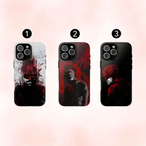 Daredevil Inspired Superhero Phone Case, Dark Red Vigilante Comic Art Design, Matte Shockproof Protective iPhone Case for Marvel Fans