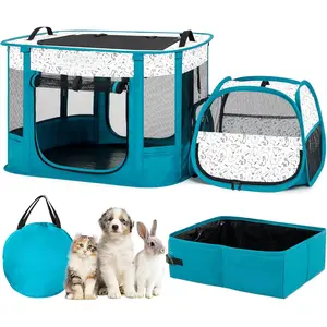 Portable 2-in-1 Dog playpen, Outdoor Cat Playpen with Litter Box Area for Indoor Cats Enclosed Rabbit Puppy Hamster Indoor/Outdoor Cats Enclosure Cages Tent