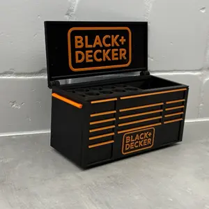 Black Decker Workbench Toolbox Pen Holder - Mini Tool Chest Organizer for Desk, Durable 3D-Printed Material, Ideal for Mechanics, Woodworkers, and DIYers