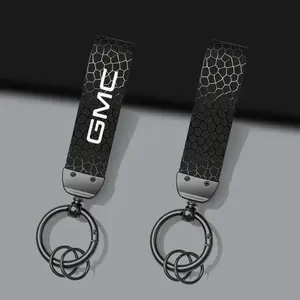 For GMC car keychain, vintage elegant multifunctional PU leather tassel keychain, unisex bag and car key decoration gift souvenir