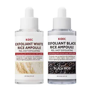 White & Black Rice Exfoliator Set – 2pcs Peel Shot Serum for Body & Face, Removes Blackheads, Helps Minimize Pores, Gentle Exfoliating Ampoule