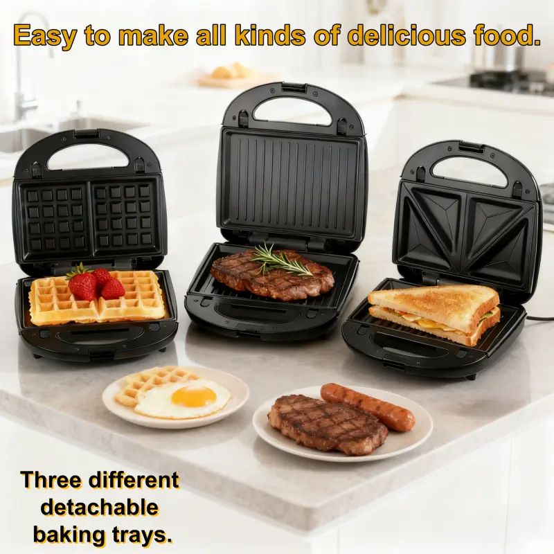 Three-in-One Electric Sandwich Maker Panini Press Waffle Maker with Removable Non-Stick Pan for Easy Cleaning and Storage Ideal for Sandwiches Waffles Burgers Steaks and Snacks Nugget Ice Maker Conversion Kit 2025  latest  portable  jar  vacuum  sealer  k