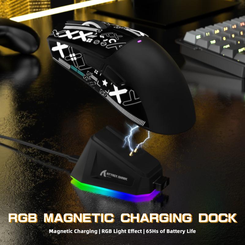 ATTACK SHARK X11&X60HE Mechanical Wireless Gaming Combo,Rapid Trigger Magnetic Switches 8K Keyboard,59g Ultra-Light Mouse with Charging Dock, 22K DPI,PAW3311,RGB Backlit 3-Mode with Coiled Cable